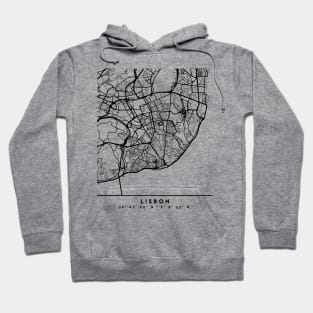 LISBON PORTUGAL BLACK CITY STREET MAP ART Hoodie